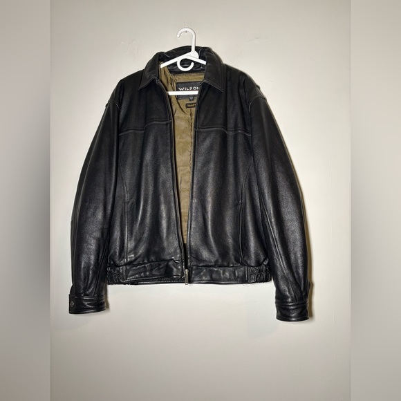Wilsons Leather Black Bomber Jacket with Tan Lining - Picture 1 of 8